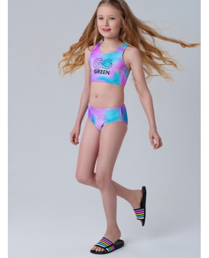 Купальный костюм трикотажный для девочек разноцветный