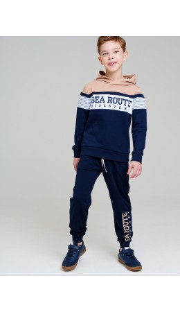 Толстовка трикотажная для мальчиков тёмно-синий,бежевый,белый