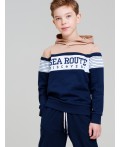 Толстовка трикотажная для мальчиков тёмно-синий,бежевый,белый