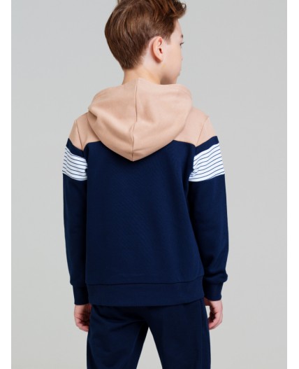 Толстовка трикотажная для мальчиков тёмно-синий,бежевый,белый