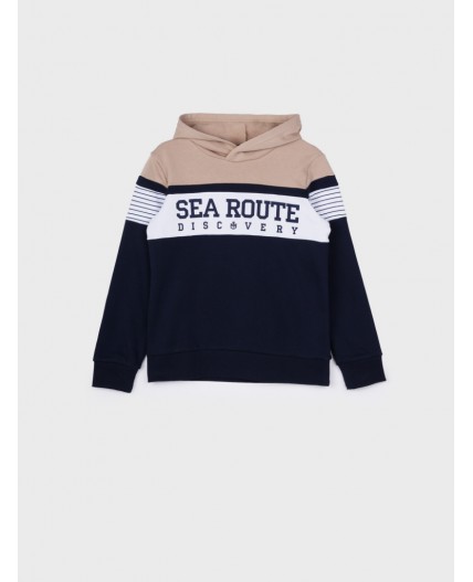 Толстовка трикотажная для мальчиков тёмно-синий,бежевый,белый