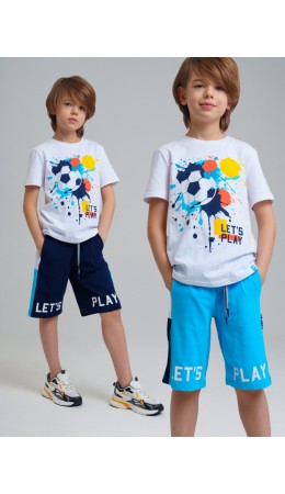 Шорты трикотажные для мальчиков, 2 шт в комплекте тёмно-синий,голубой,белый