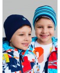 Шапка трикотажная для мальчиков, 2 шт в комплекте разноцветный,тёмно-синий