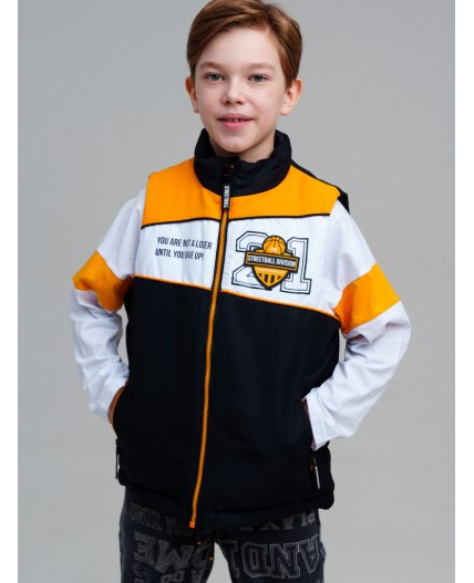 Жилет текстильный с полиуретановым покрытием для мальчиков черный,оранжевый,белый