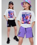 Шорты трикотажные для девочек, 2 шт в комплекте фиолетовый,черный