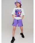 Шорты трикотажные для девочек, 2 шт в комплекте фиолетовый,черный