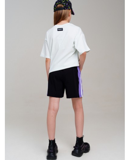 Шорты трикотажные для девочек, 2 шт в комплекте фиолетовый,черный