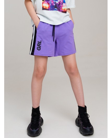 Шорты трикотажные для девочек, 2 шт в комплекте фиолетовый,черный