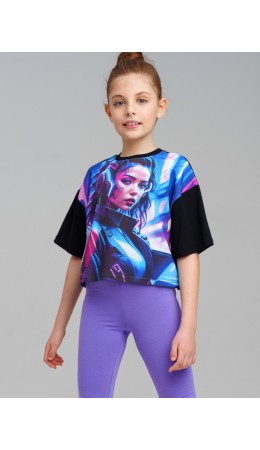 Фуфайка трикотажная для девочек (футболка) разноцветный