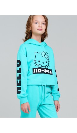 Толстовка трикотажная для девочек голубой