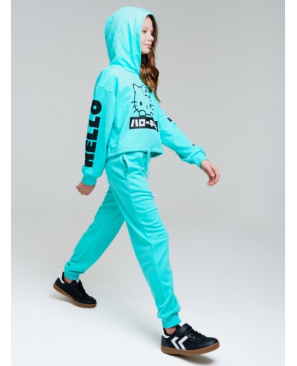 Толстовка трикотажная для девочек голубой