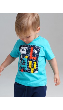 Фуфайка детская трикотажная для мальчиков (футболка) голубой