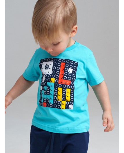 Фуфайка детская трикотажная для мальчиков (футболка) голубой