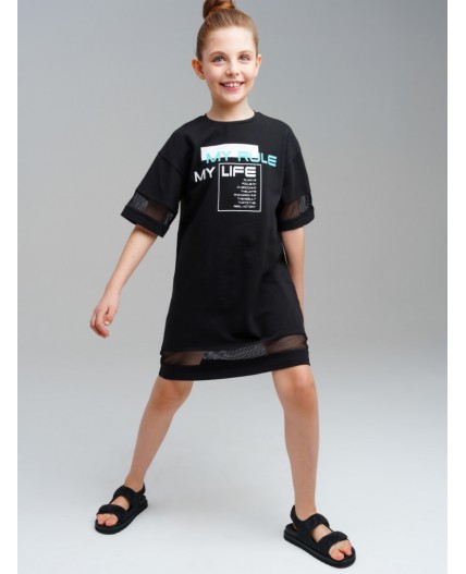 Платье трикотажное для девочек черный