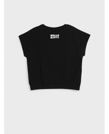 Фуфайка трикотажная для девочек (футболка) черный,белый