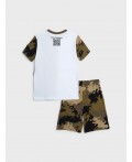 Комплект трикотажный для мальчиков: фуфайка (футболка), шорты хаки,белый
