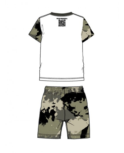 Комплект трикотажный для мальчиков: фуфайка (футболка), шорты хаки,белый