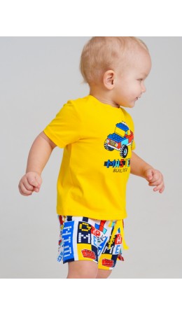 Комплект детский трикотажный для мальчиков: фуфайка (футболка), шорты разноцветный