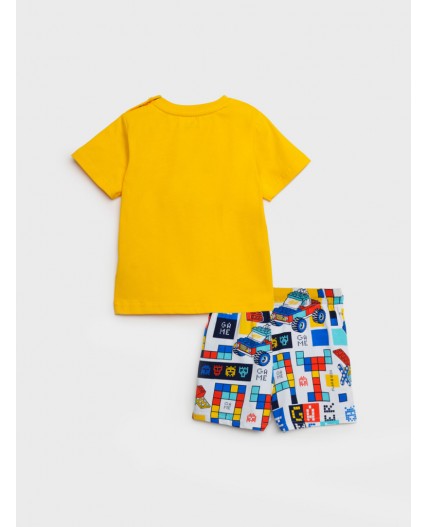 Комплект детский трикотажный для мальчиков: фуфайка (футболка), шорты разноцветный