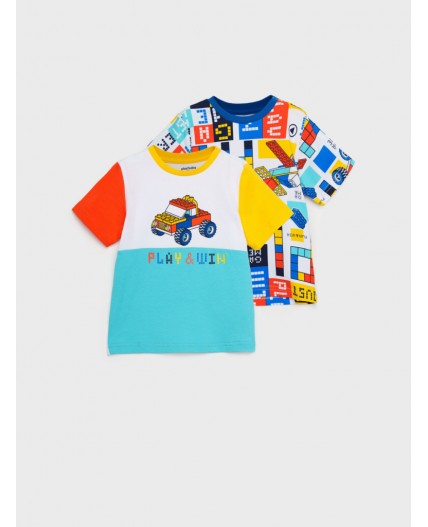 Фуфайка детская трикотажная для мальчиков (футболка), 2 шт в комплекте разноцветный