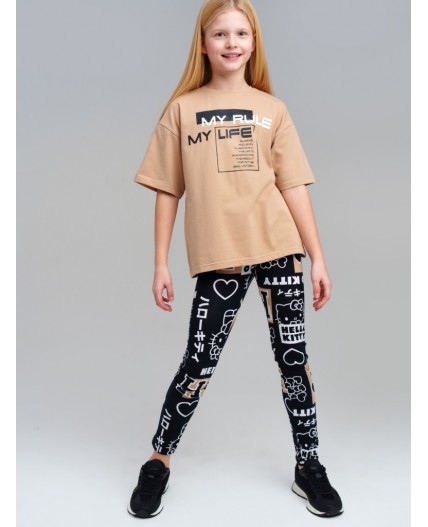 Фуфайка трикотажная для девочек (футболка) бежевый
