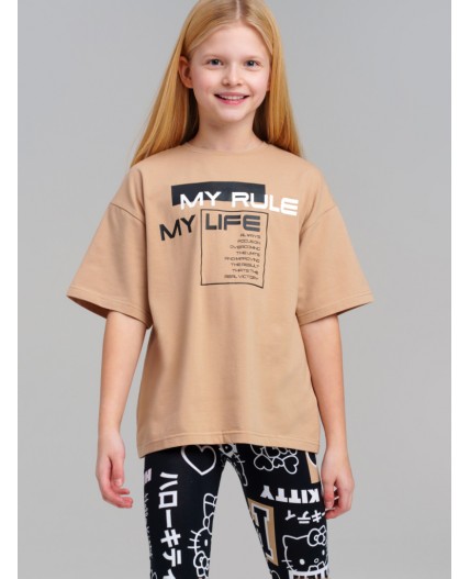 Фуфайка трикотажная для девочек (футболка) бежевый