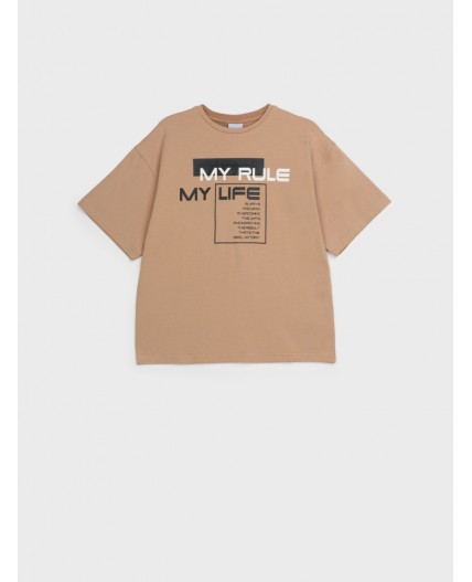 Фуфайка трикотажная для девочек (футболка) бежевый