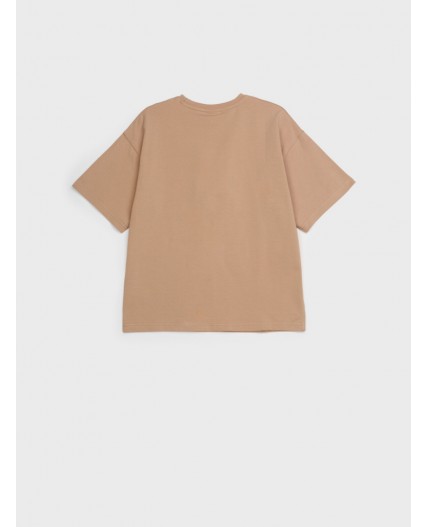 Фуфайка трикотажная для девочек (футболка) бежевый