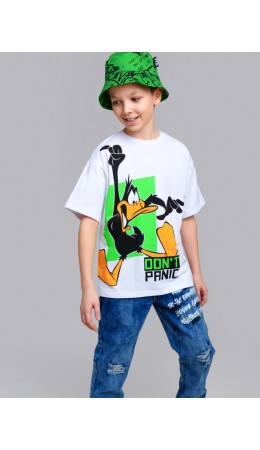 Фуфайка трикотажная для мальчиков (футболка) белый,зеленый,черный