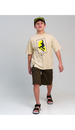 Фуфайка трикотажная для мальчиков (футболка) белый,жёлтый