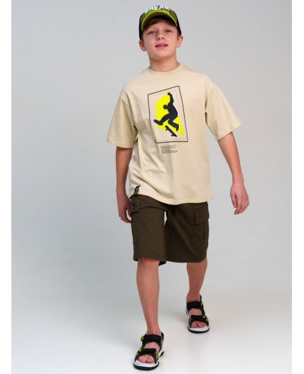 Фуфайка трикотажная для мальчиков (футболка) белый,жёлтый