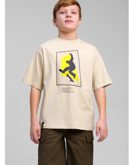 Фуфайка трикотажная для мальчиков (футболка) белый,жёлтый