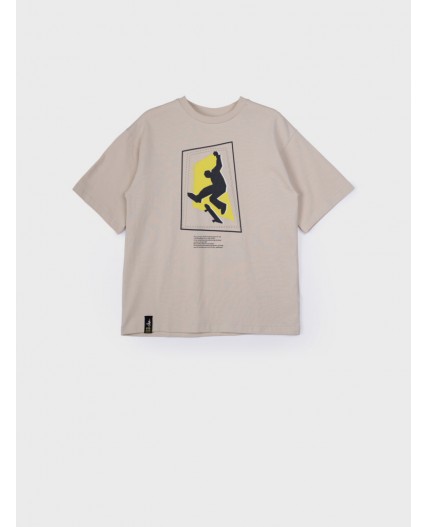 Фуфайка трикотажная для мальчиков (футболка) белый,жёлтый