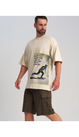 Фуфайка трикотажная для мужчин (футболка) светло-серый,черный