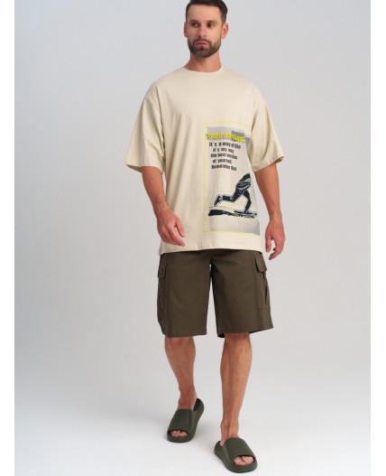 Фуфайка трикотажная для мужчин (футболка) светло-серый,черный