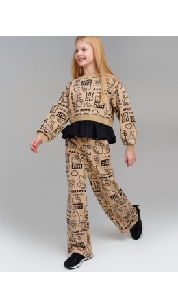 Толстовка трикотажная для девочек бежевый,черный