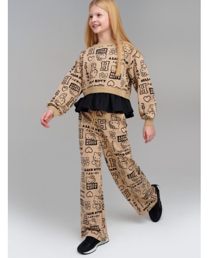 Толстовка трикотажная для девочек бежевый,черный