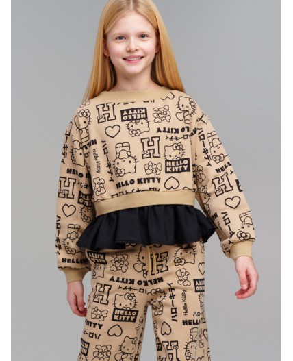 Толстовка трикотажная для девочек бежевый,черный