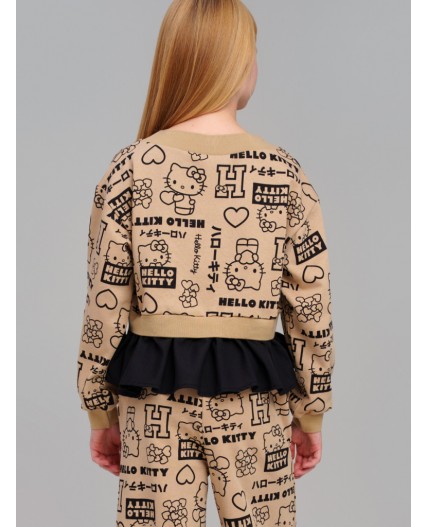 Толстовка трикотажная для девочек бежевый,черный