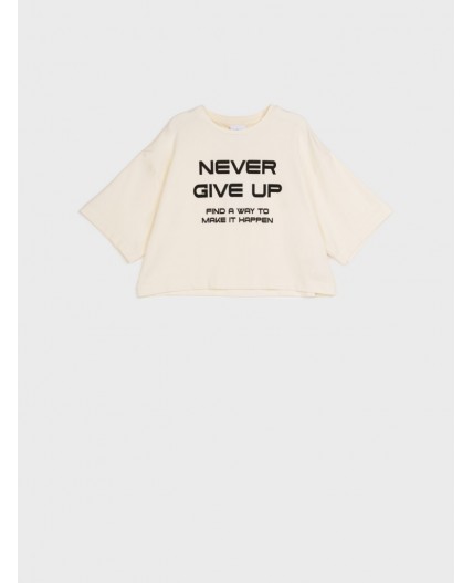 Фуфайка трикотажная для девочек (футболка) молочный,черный