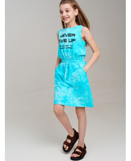 Платье трикотажное для девочек голубой