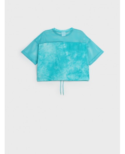 Фуфайка трикотажная для девочек (футболка) голубой