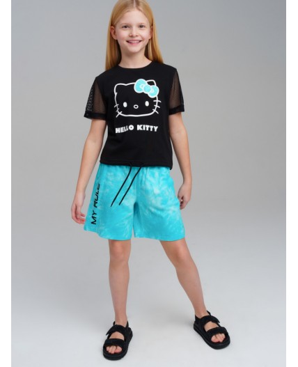 Шорты трикотажные для девочек, 2 шт в комплекте черный,голубой