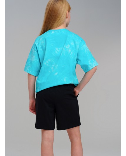 Шорты трикотажные для девочек, 2 шт в комплекте черный,голубой