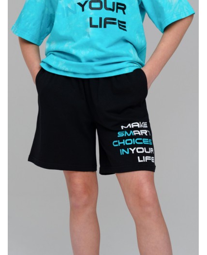 Шорты трикотажные для девочек, 2 шт в комплекте черный,голубой