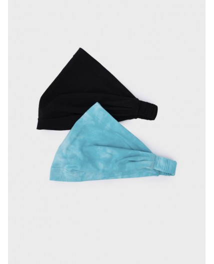 Бандана трикотажная для девочек, 2 шт в комплекте черный,голубой