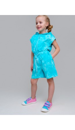 Комбинезон трикотажный для девочек голубой