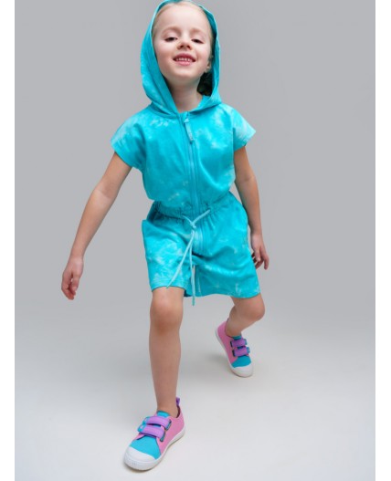 Комбинезон трикотажный для девочек голубой