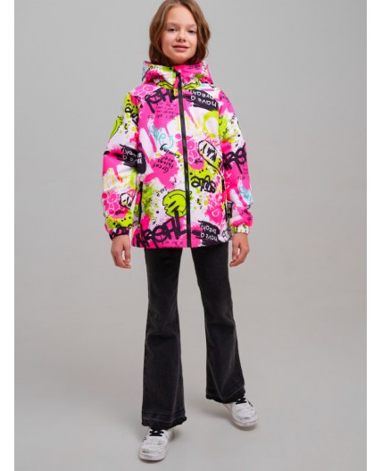 Куртка текстильная с полиуретановым покрытием для девочек (ветровка) разноцветный