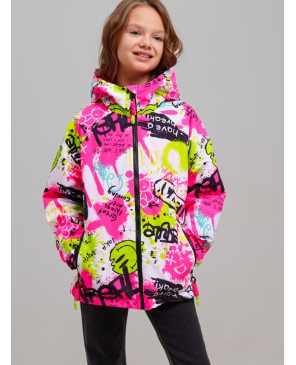 Куртка текстильная с полиуретановым покрытием для девочек (ветровка) разноцветный